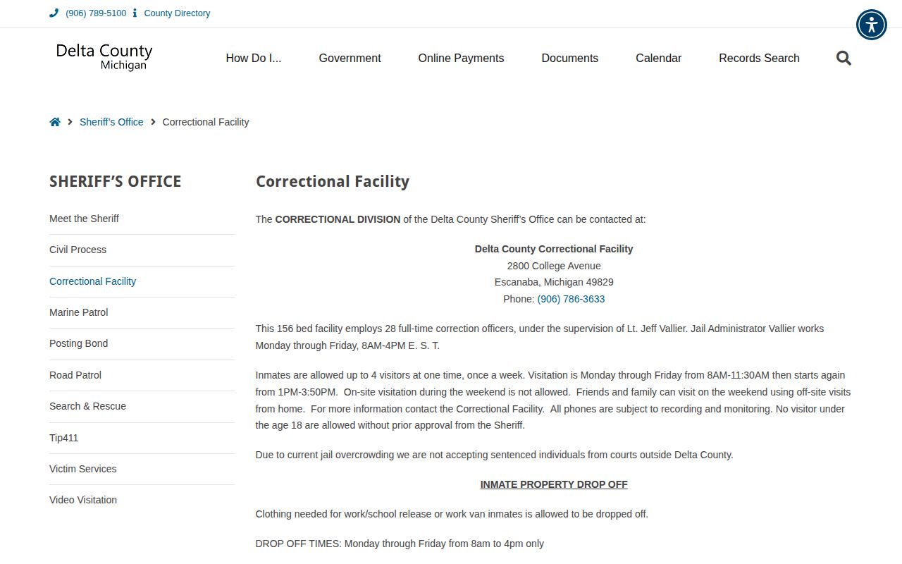 Delta County Correctional Facility official information page