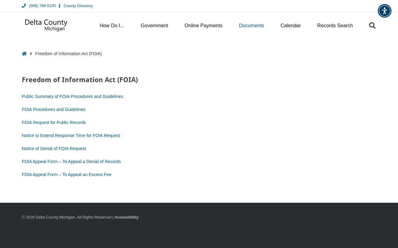 Delta County Freedom of Information Act request page
